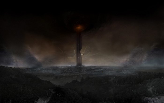 Half-Life 2 Combine Citadel tower at night