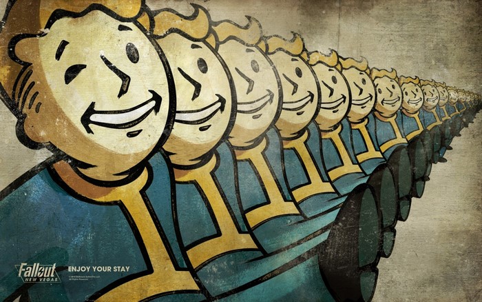 Vault Boy from Fallout: New Vegas in a repeating pattern