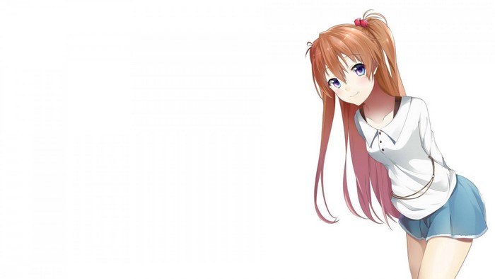Anime girl with orange hair and blue eyes