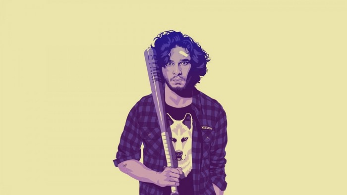 Jon Snow from Game of Thrones with a baseball bat