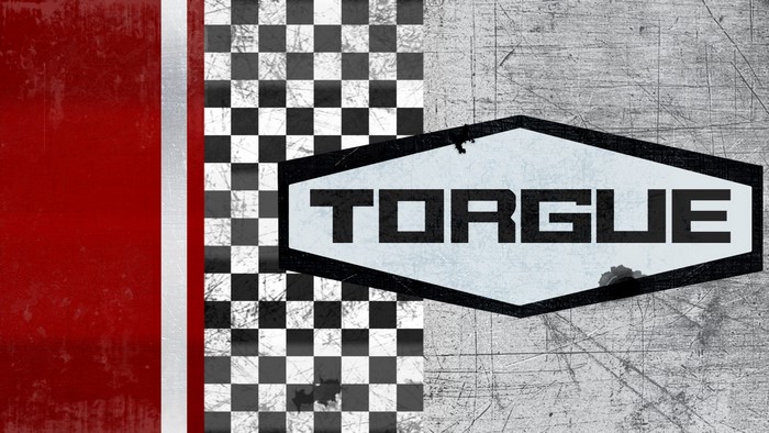 Torque logo with checkered pattern and red stripe