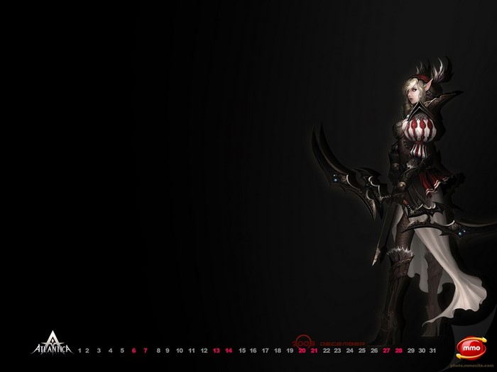 Atlantica Online December 2008 Calendar Wallpaper