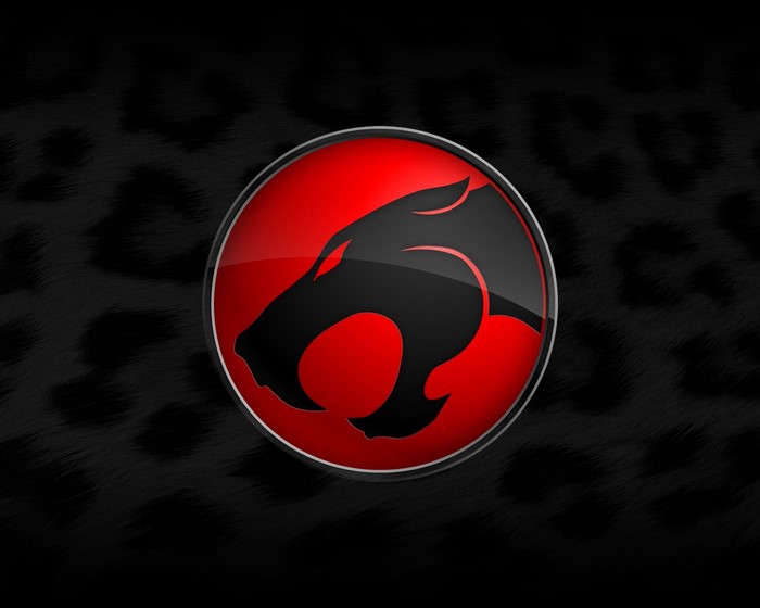 ThunderCats logo on a black leopard print background
