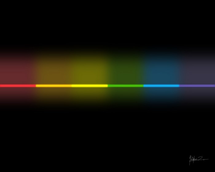 Rainbow spectrum line on black background