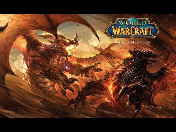 World of Warcraft Official Magazine cover with dragons