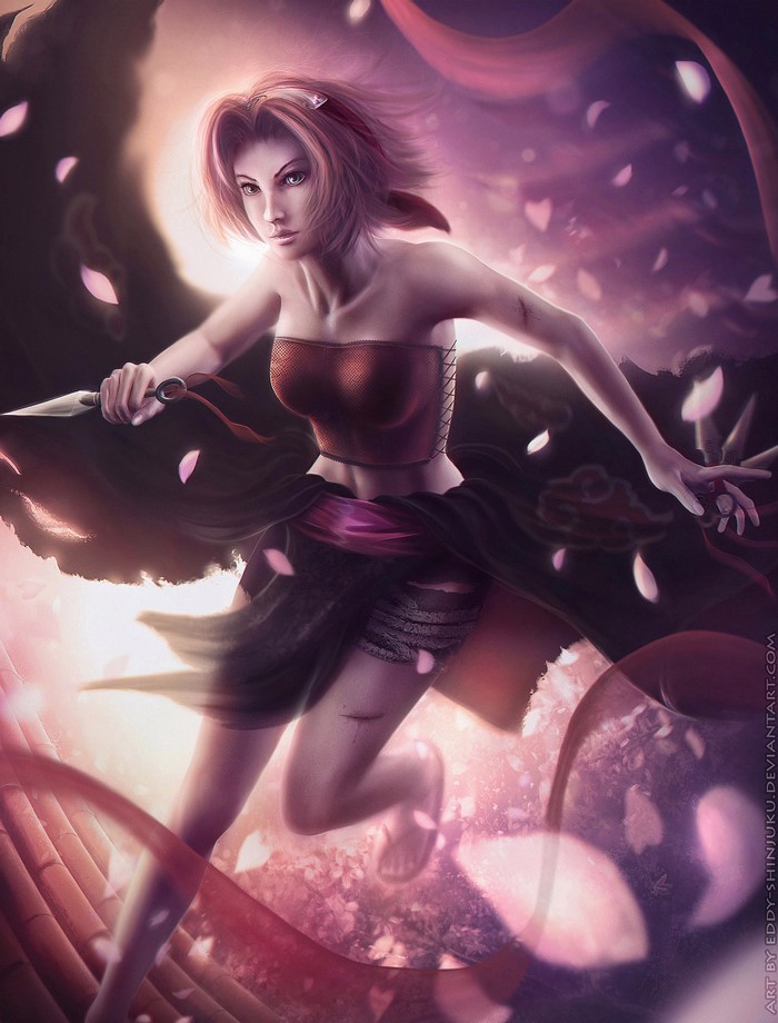 Sakura Haruno from Naruto Shippuden in action