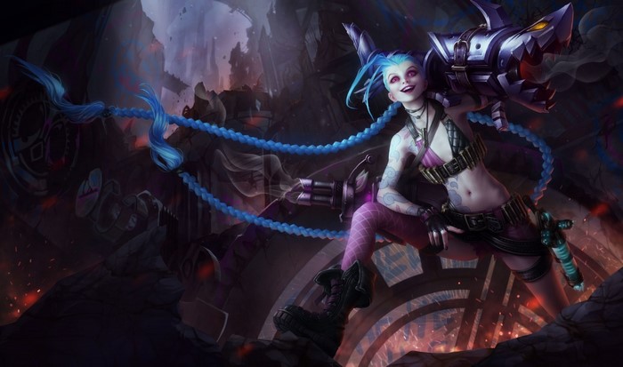 Jinx from League of Legends with her weapon