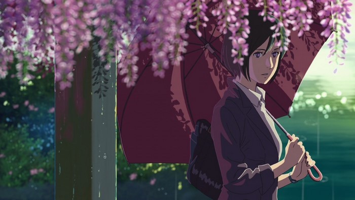 Yukino Yukari from The Garden of Words holding an umbrella