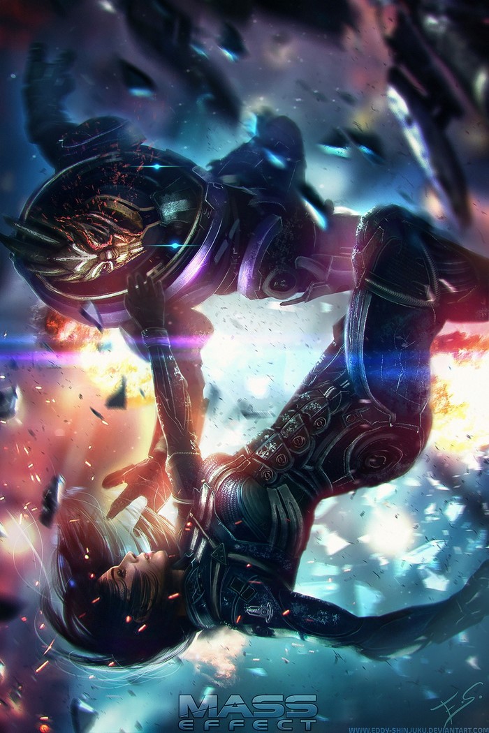 Commander Shepard from Mass Effect in space