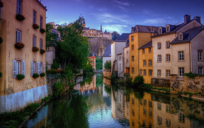 Luxembourg Cityscape with River and Old Buildings