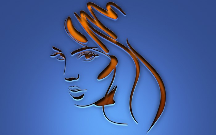 Illustration of a woman's face with orange hair