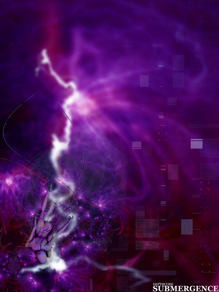 Abstract purple lightning with submerged figure