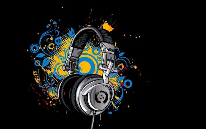 Headphones with abstract colorful design