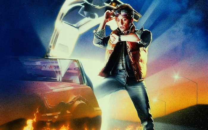 Marty McFly from Back to the Future in a time machine