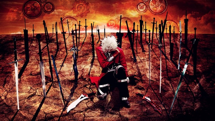 Archer from Fate/stay night in a field of swords
