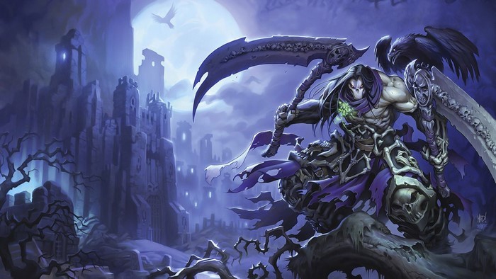 Death from Darksiders 2 with scythe and raven