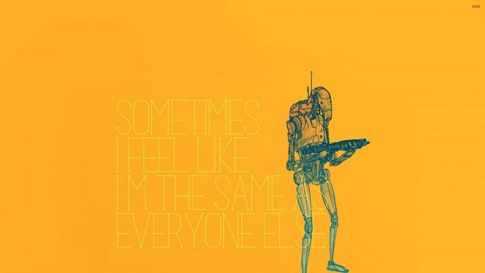 Battle Droid from Star Wars with text