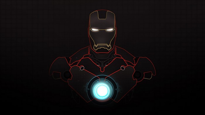 illustration, dark background, glowing, superhero, Iron Man, grid, ball ...