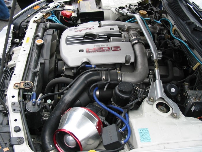 Nissan RB26DETT engine with twin turbos