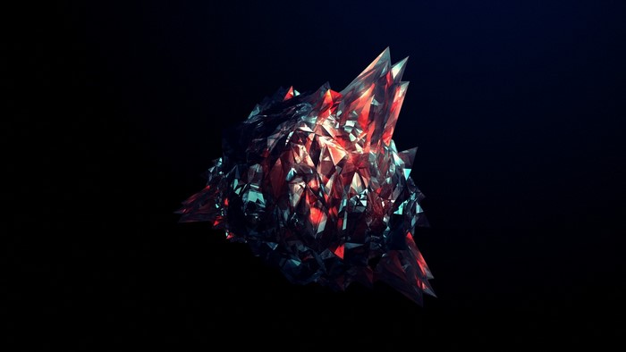 Abstract crystal formation with red and blue light