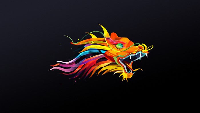 Abstract geometric dragon head illustration
