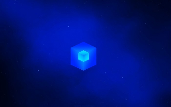 Blue cube with inner cube in starry space