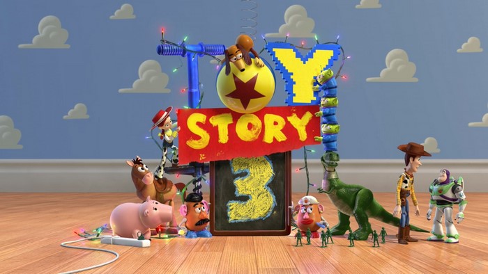Toy Story 3 characters with title logo