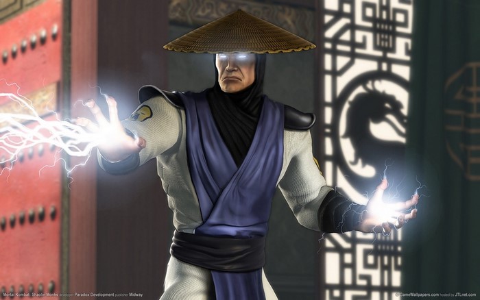 Raiden from Mortal Kombat: Shaolin Monks casting lightning