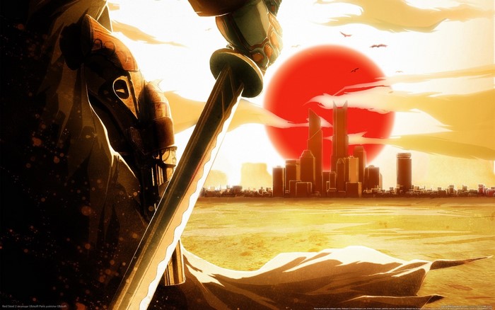 Red Steel 2 Samurai with Katana and Cityscape