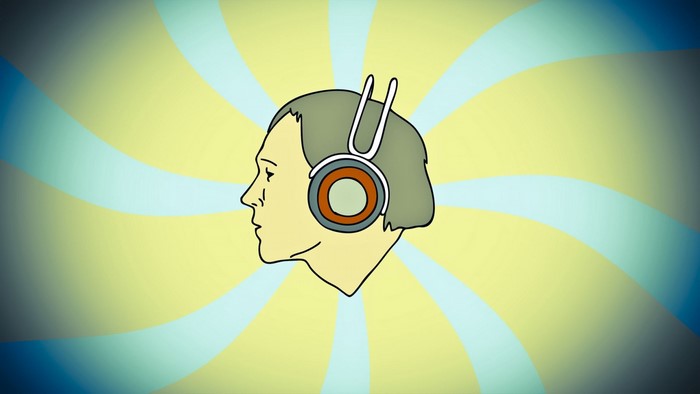 Illustration of a person wearing headphones