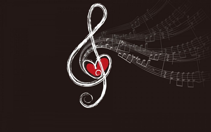 Treble clef with heart and musical notes