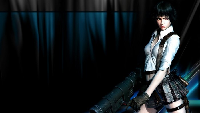 Lady from Devil May Cry holding a weapon