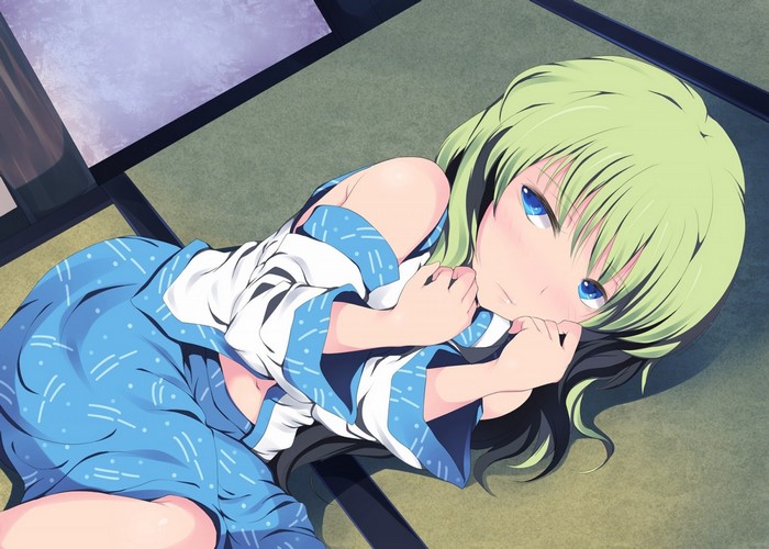 Kochiya Sanae from Touhou lying down