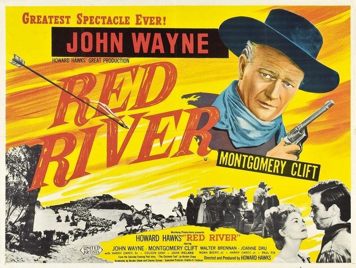 Red River John Wayne and Montgomery Clift Western Movie Poster