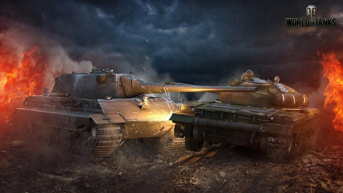 World of Tanks screenshot of two tanks in combat