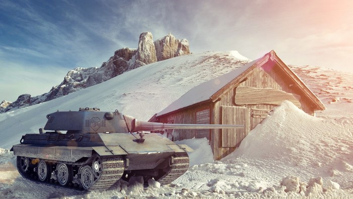 E 50 tank in a snowy mountain landscape