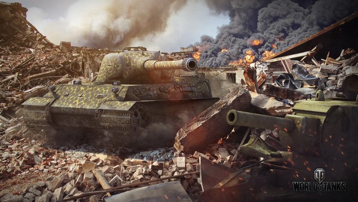 World of Tanks screenshot with tanks in ruins