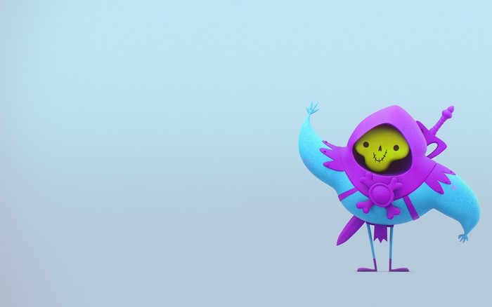 Cartoon Skeletor with sword and shield