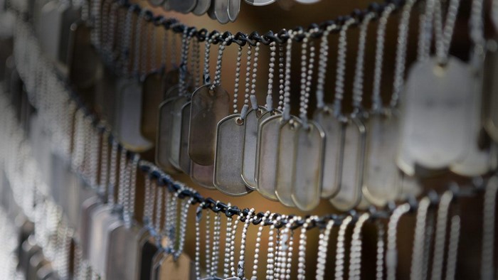 Rows of Dog Tags on Chains