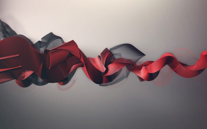 Abstract red and black flowing ribbon design