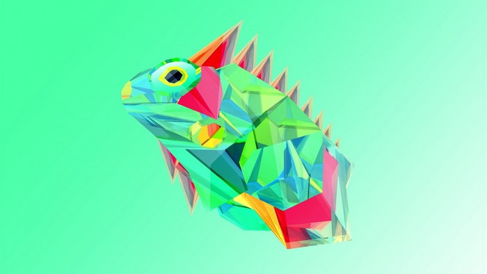 Low poly geometric iguana illustration