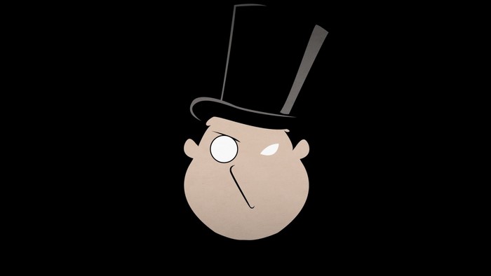 The Penguin from Batman wearing a top hat and monocle