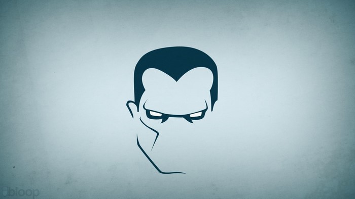 Minimalist illustration of a vampire character