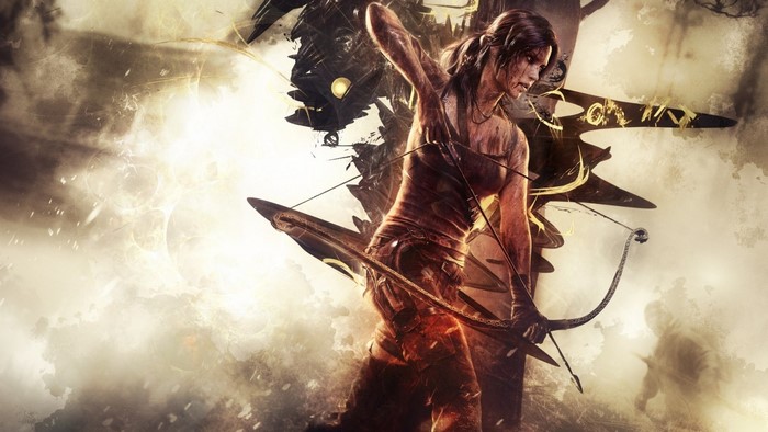 Lara Croft from Tomb Raider with a bow