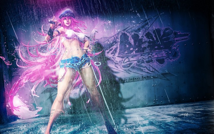 Poison from Tekken in the rain