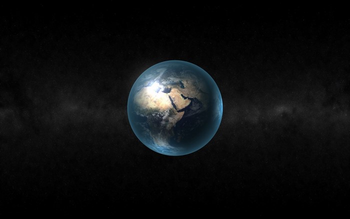 Earth from space with stars and nebula
