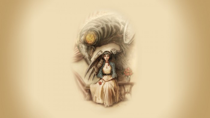 Elizabeth and a Big Daddy from BioShock Infinite