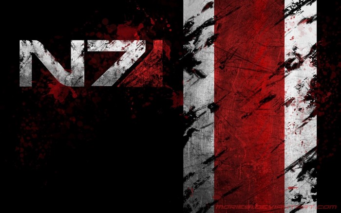 Mass Effect N7 logo with red and white stripes