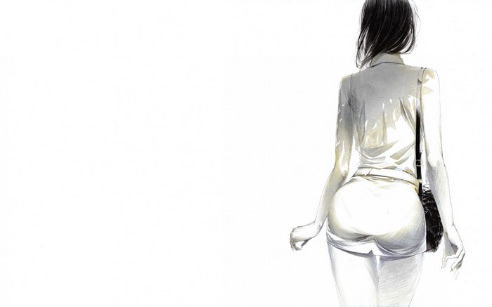 Artwork of a woman from behind