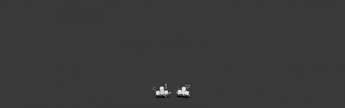 Two groups of keyboard keys with arms and legs